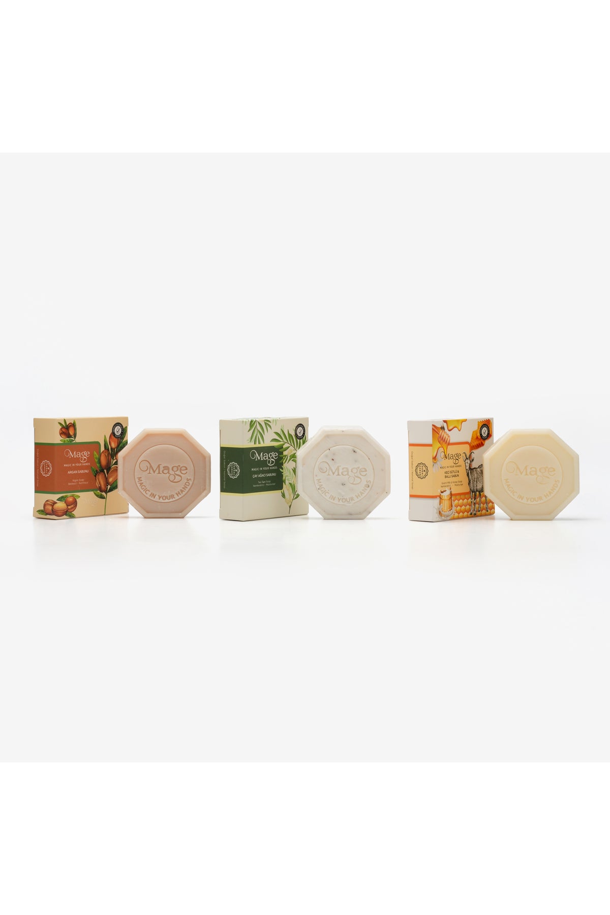 Argan & Çay Ağacı & Keçi Sütü ve Bal Doğal Sabunları 3' lü Set