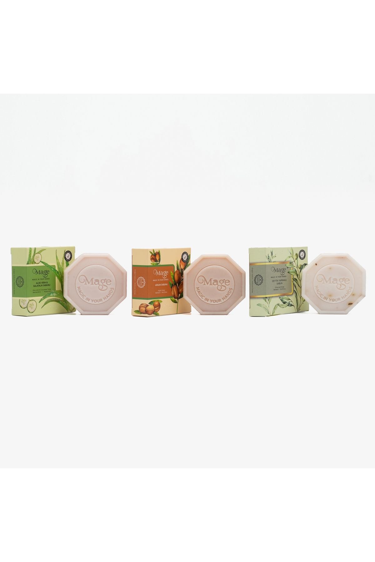 3' lü DOĞAL GÜZELLİK SABUN SETİ "Aloevera Salatalık - Argan - Zeytin Yaprağı "