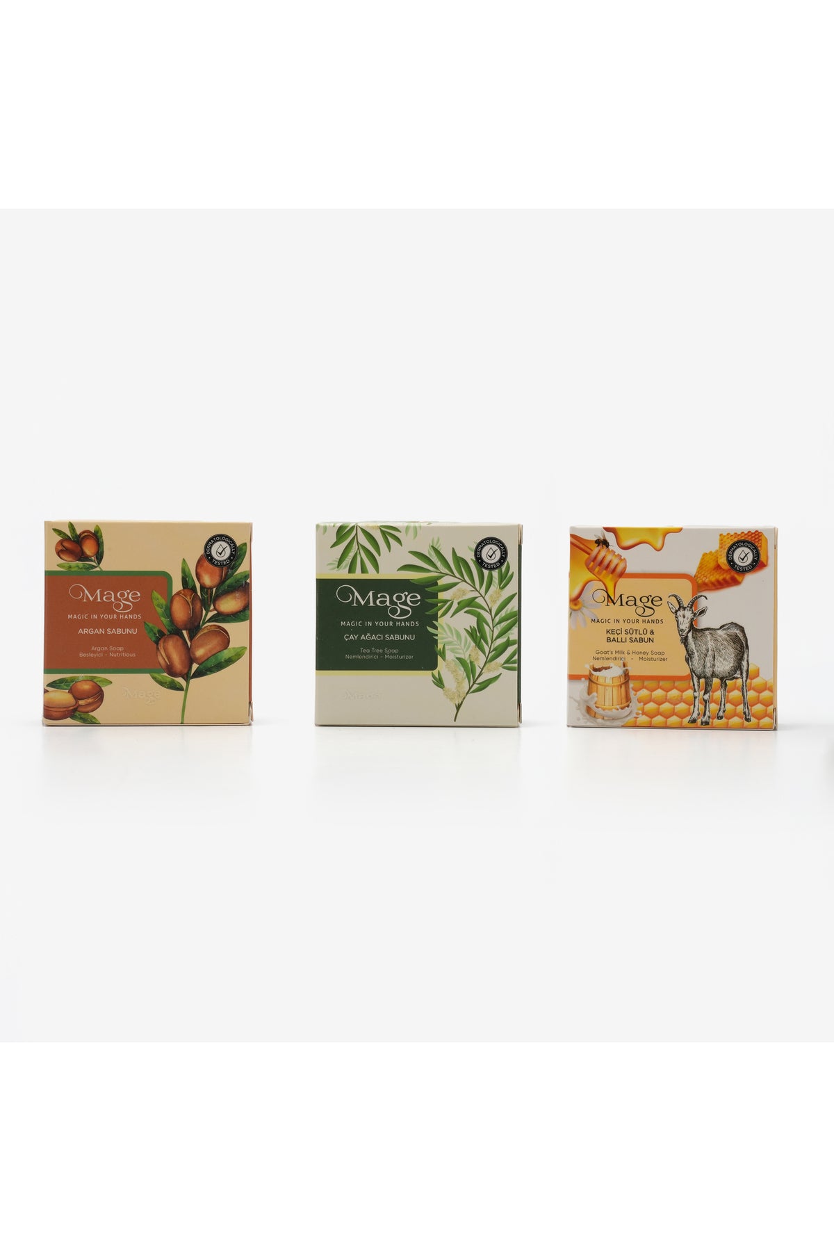 Argan & Çay Ağacı & Keçi Sütü ve Bal Doğal Sabunları 3' lü Set