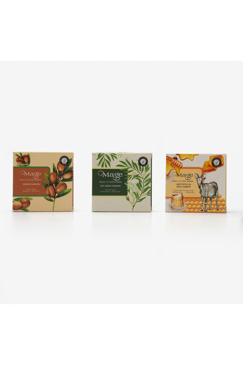 Argan & Çay Ağacı & Keçi Sütü ve Bal Doğal Sabunları 3' lü Set