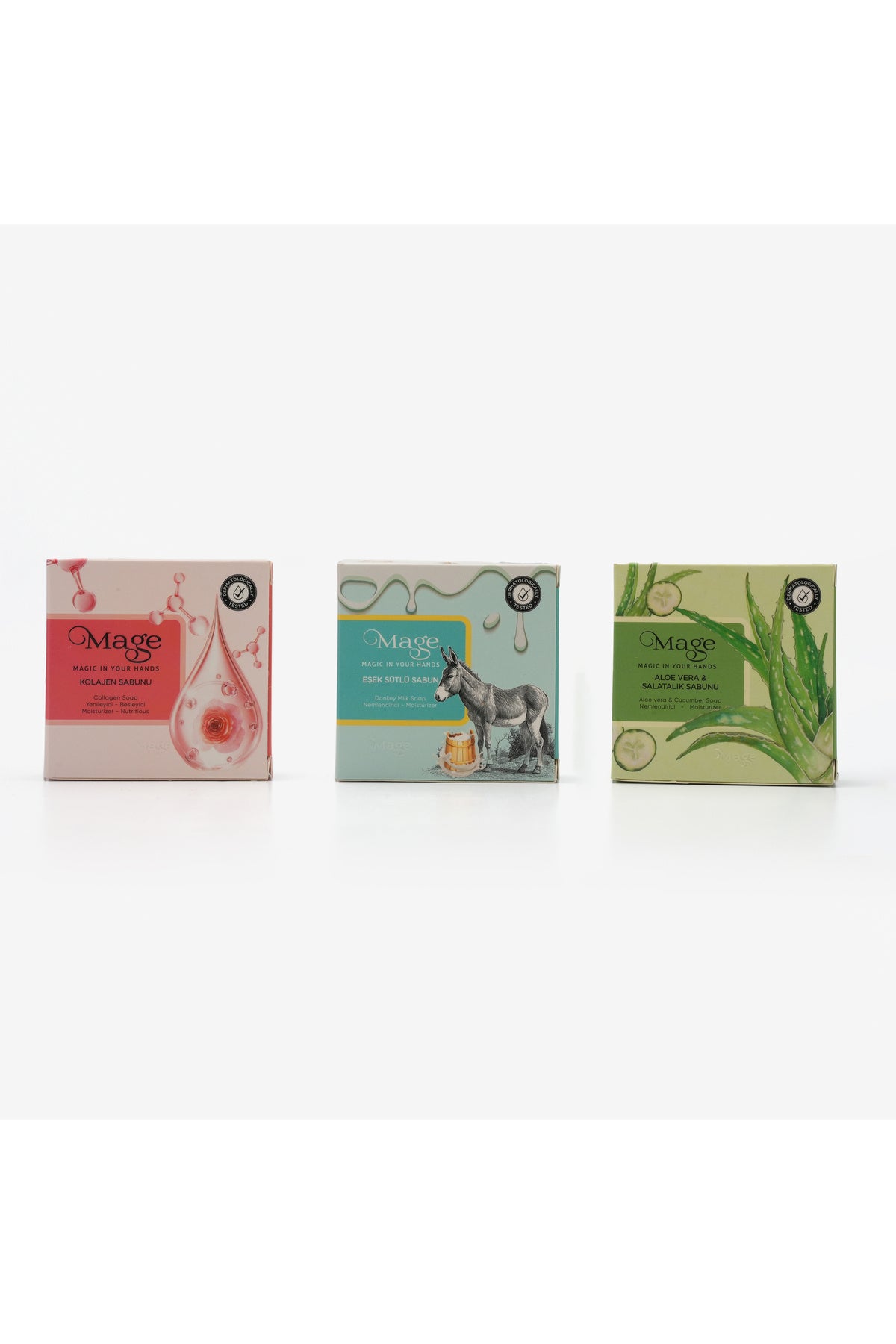 Kolajen & Eşek Sütü & Aloe Vera ve Salatalık Doğal Sabunları 3'lü Set ( 3*100 Gram )