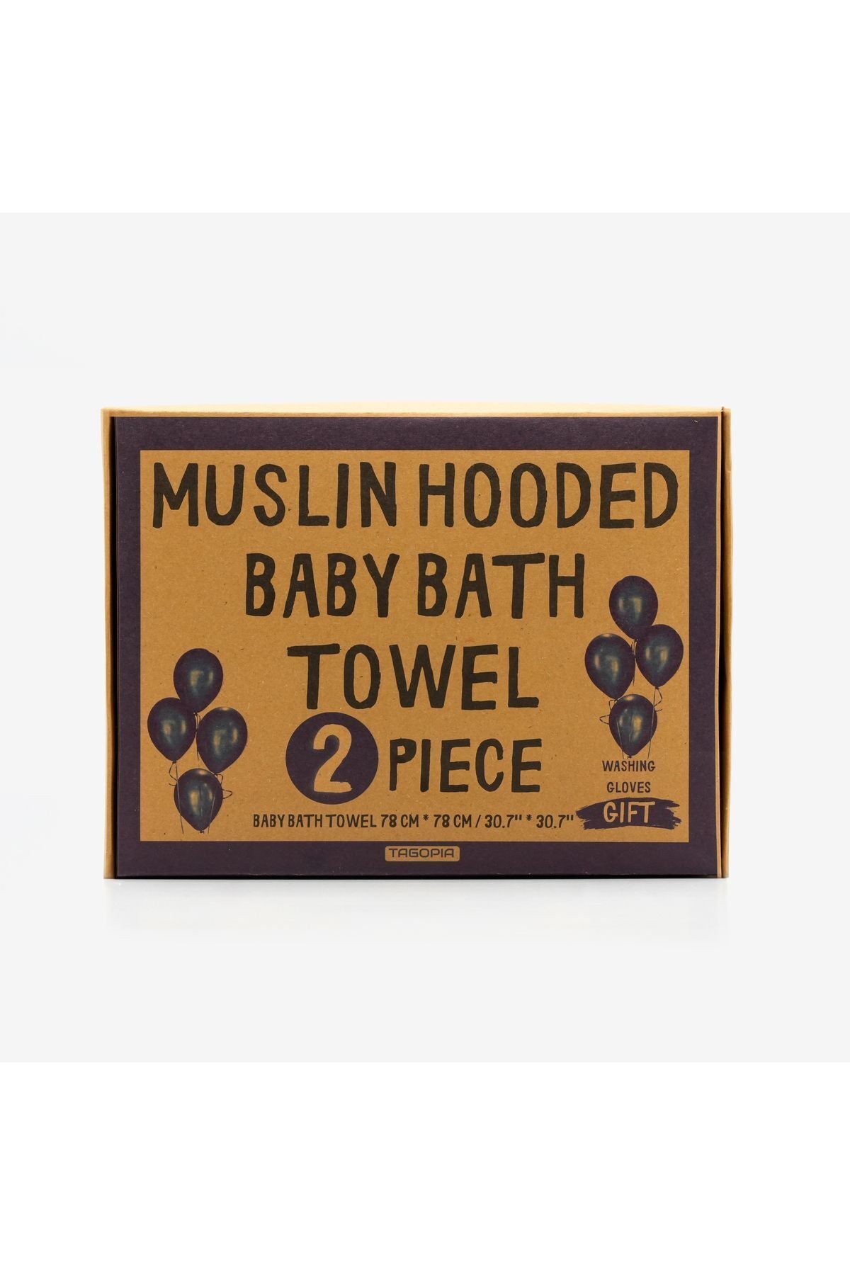 Müslin Başlıklı Bebek Havlusu 2 Adet Erkek %65 Pamuk Mavi 75x80cm 2 Banyo Eldiveni Hediyeli