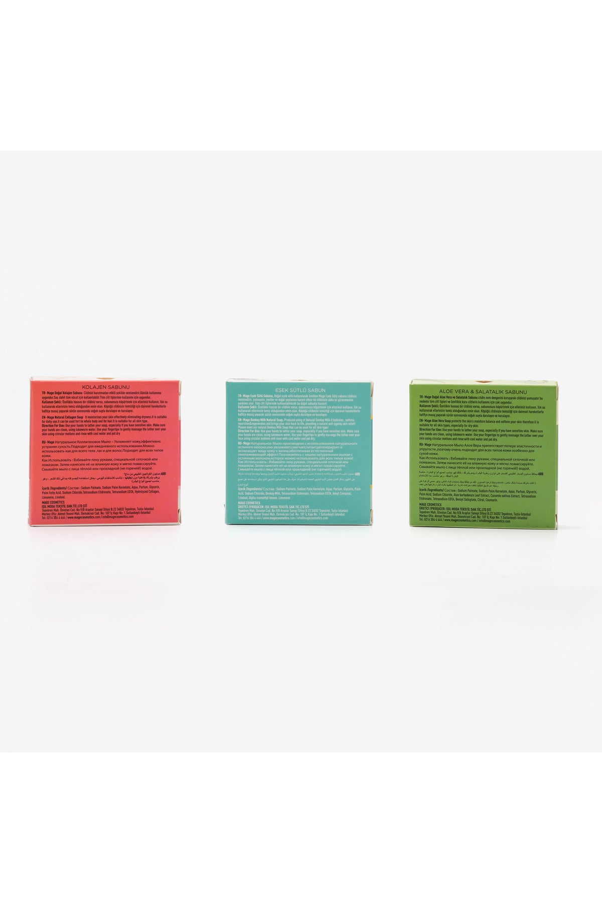Kolajen & Eşek Sütü & Aloe Vera ve Salatalık Doğal Sabunları 3'lü Set ( 3*100 Gram )