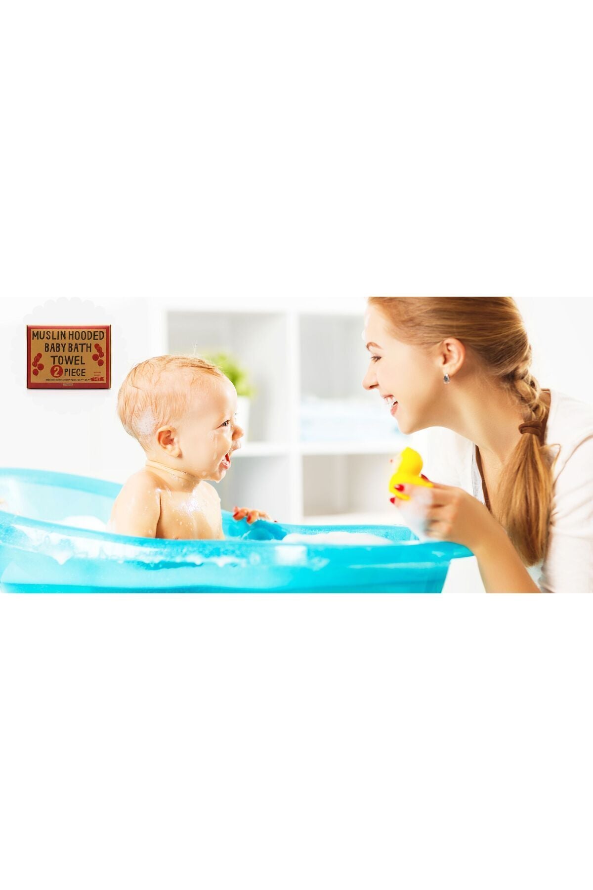 Müslin Başlıklı Bebek Havlusu 2 Adet Kız %65 Pamuk Pembe 75x80cm 2 Banyo Eldiveni Hediyeli