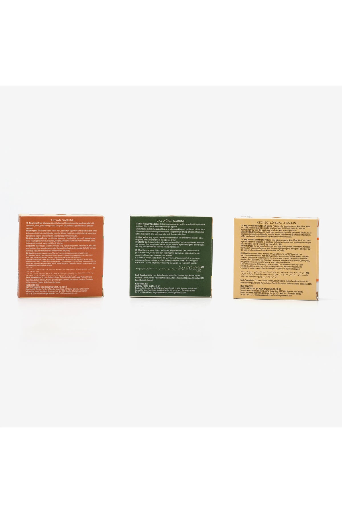 Argan & Çay Ağacı & Keçi Sütü ve Bal Doğal Sabunları 3' lü Set