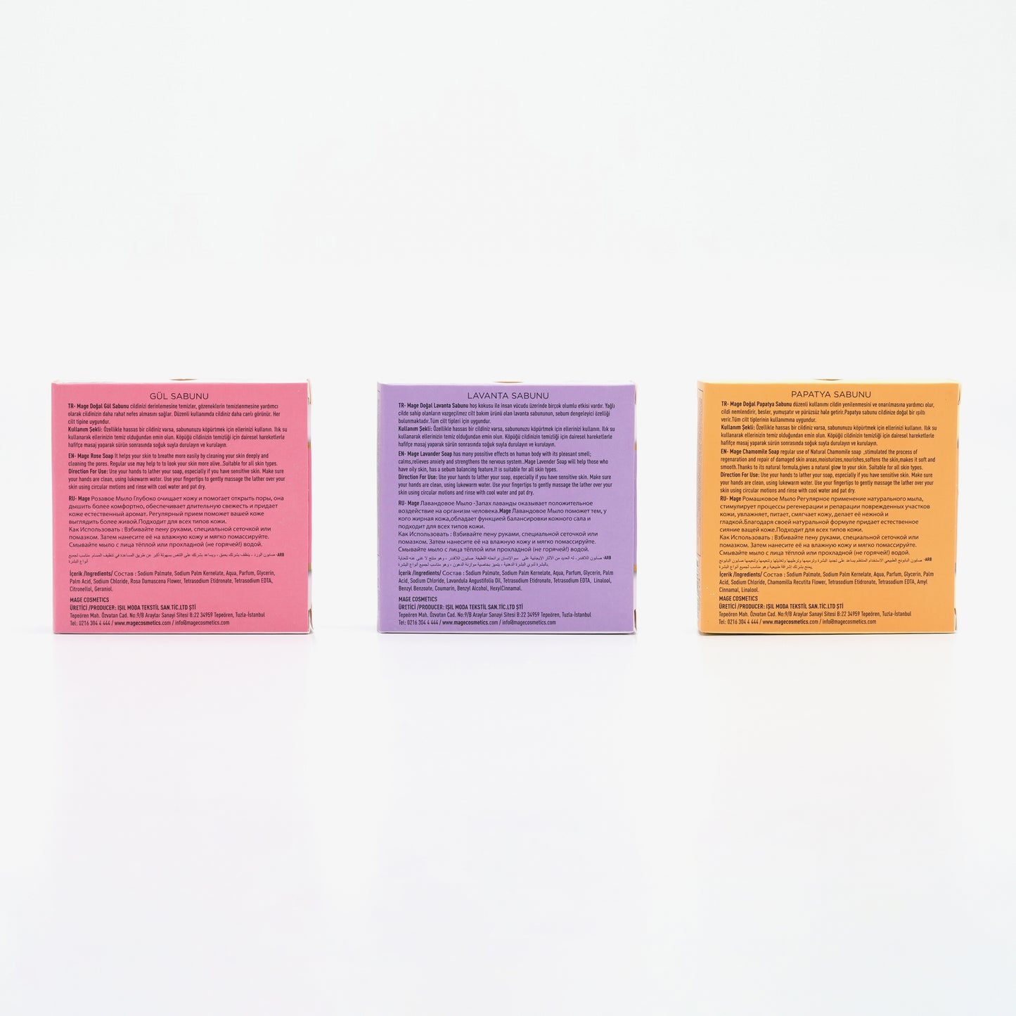 3' lü DOĞAL GÜZELLİK SABUN SETİ "Gül - Lavanta - Papatya"